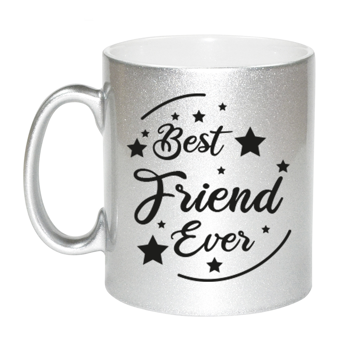 Zilveren Best Friend Ever cadeau koffiemok / theebeker 330 ml -