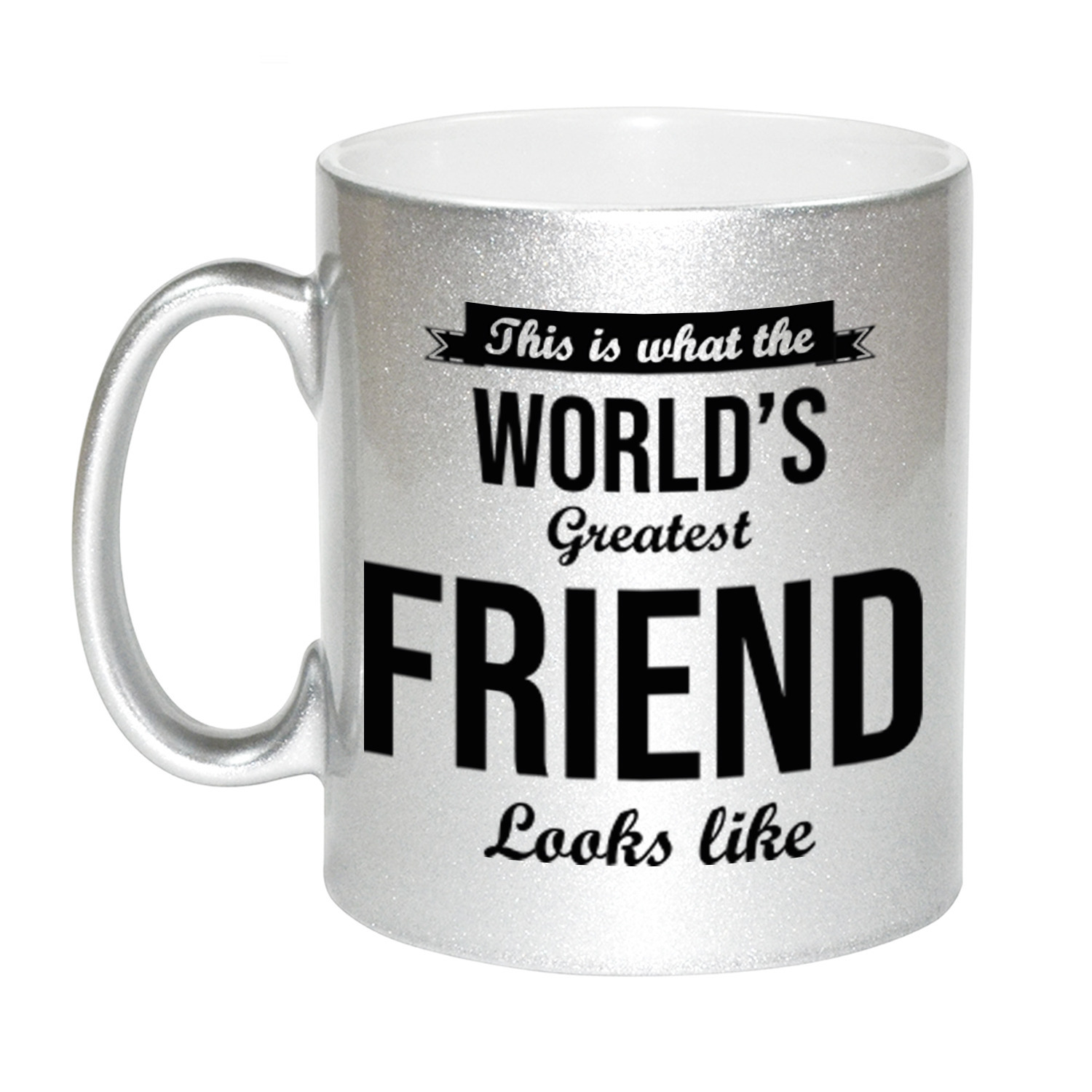 Zilveren Worlds Greatest Friend cadeau koffiemok / theebeker 330 ml -