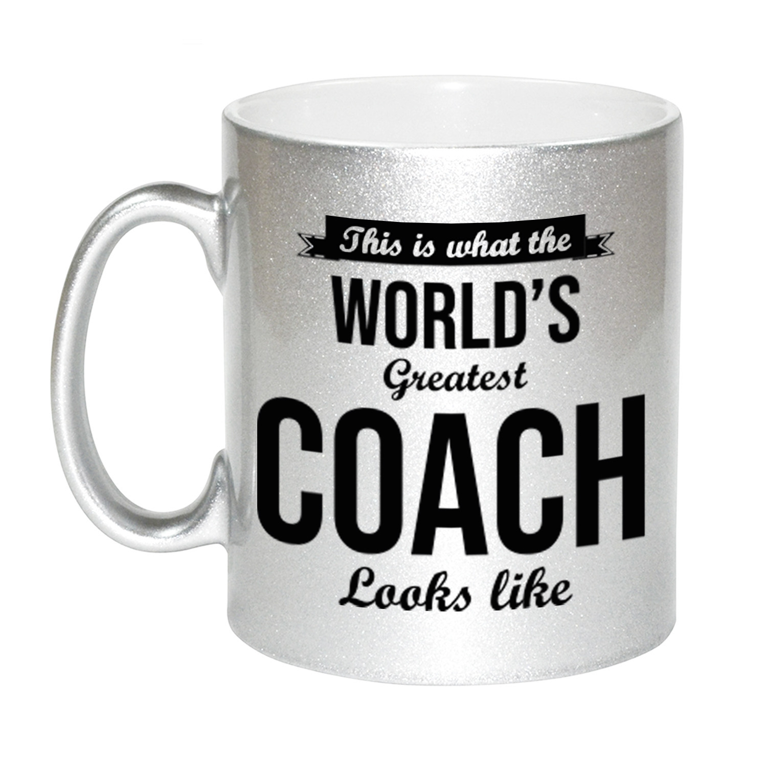 Zilveren Worlds Greatest Coach cadeau koffiemok / theebeker 330 ml -