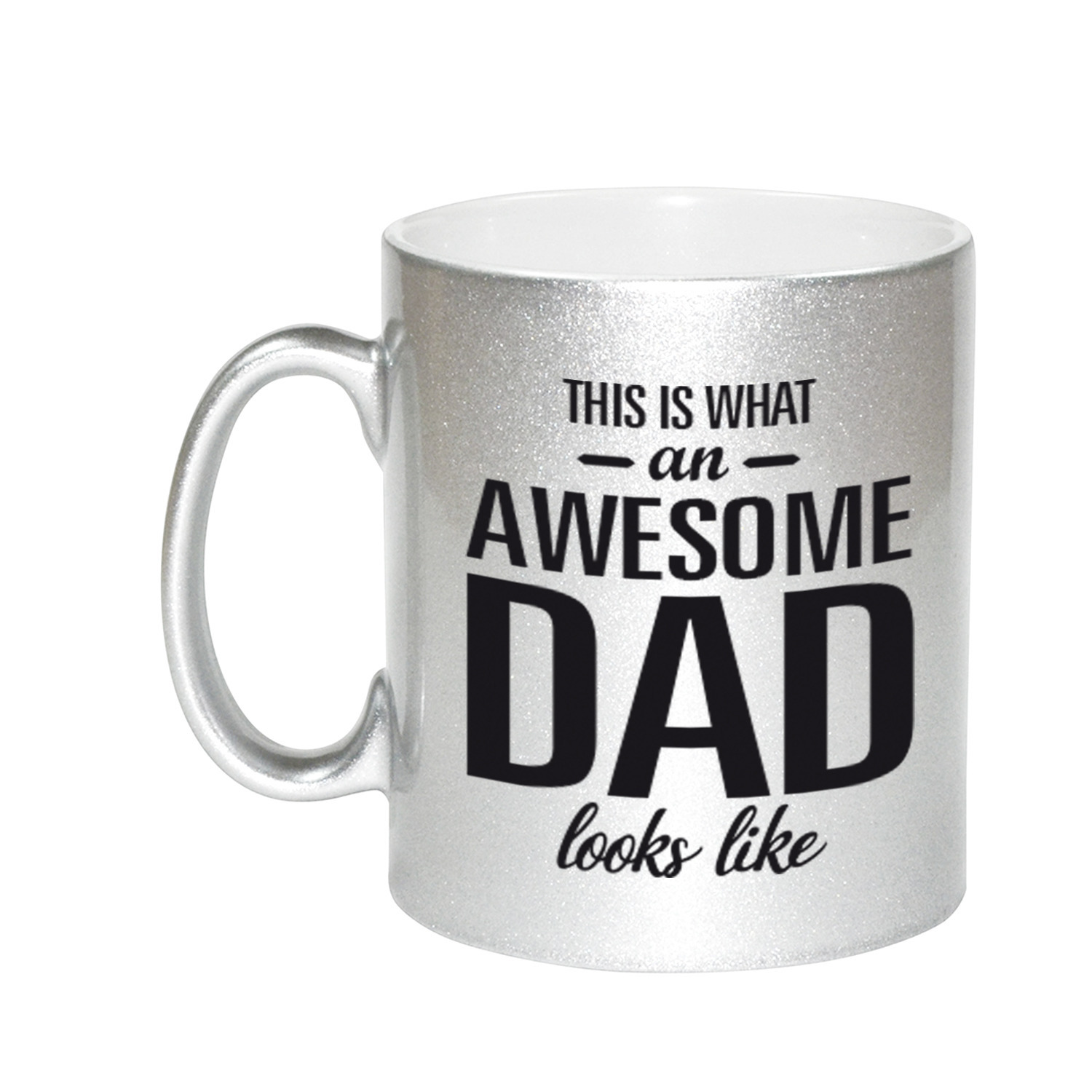 Awesome dad cadeau mok / beker zilver voor Vaderdag 330 ml -