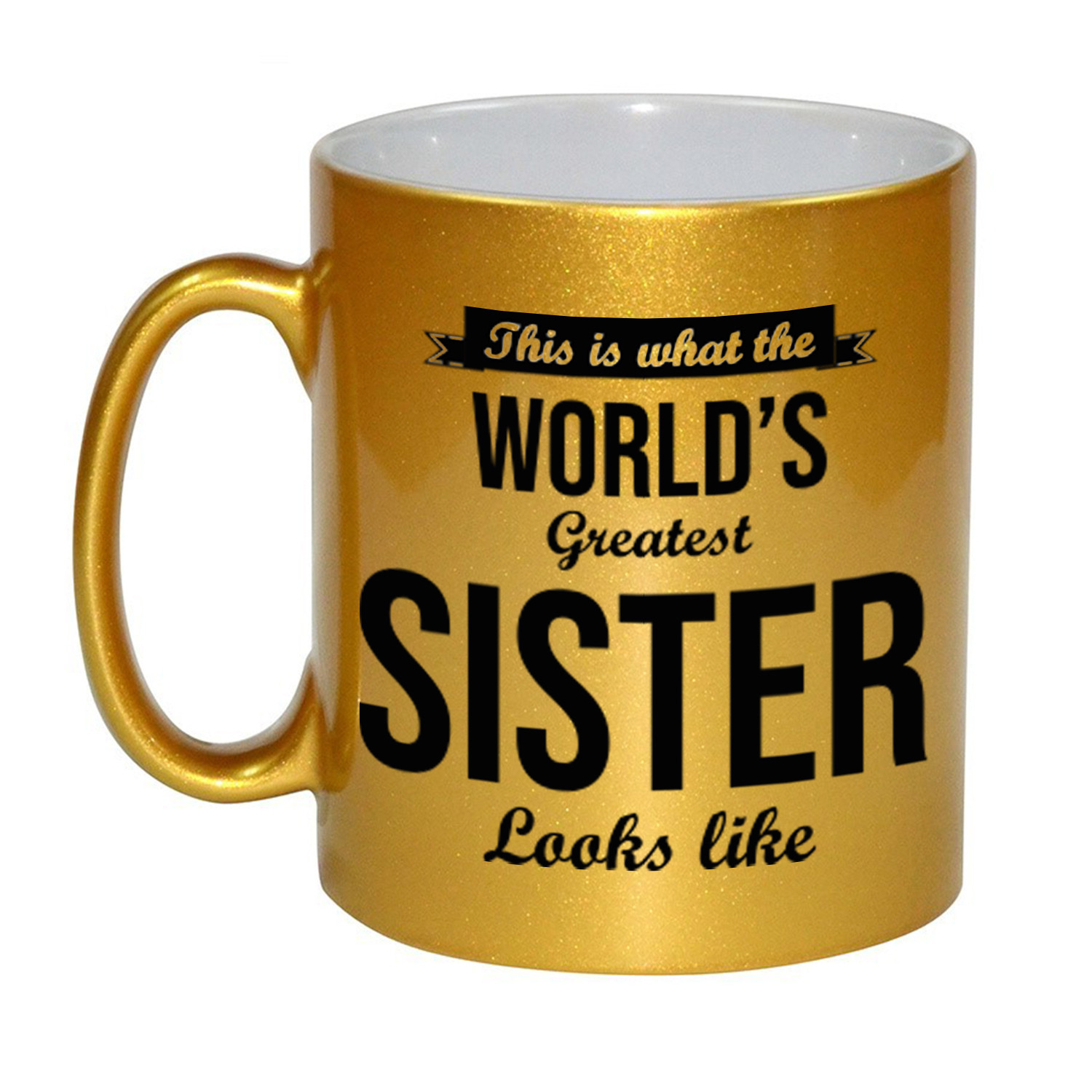 Gouden Worlds Greatest Sister cadeau koffiemok / theebeker 330 ml -