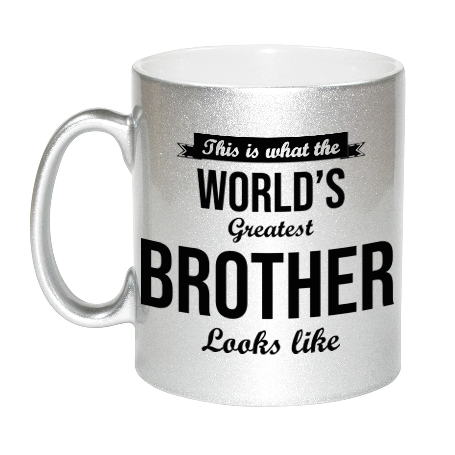 Zilveren Worlds Greatest Brother cadeau koffiemok / theebeker 330 ml -