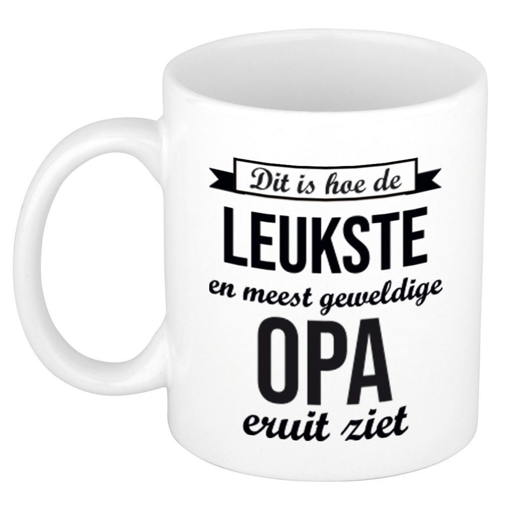Leukste en meest geweldige opa cadeau koffiemok / theebeker wit 300 ml -