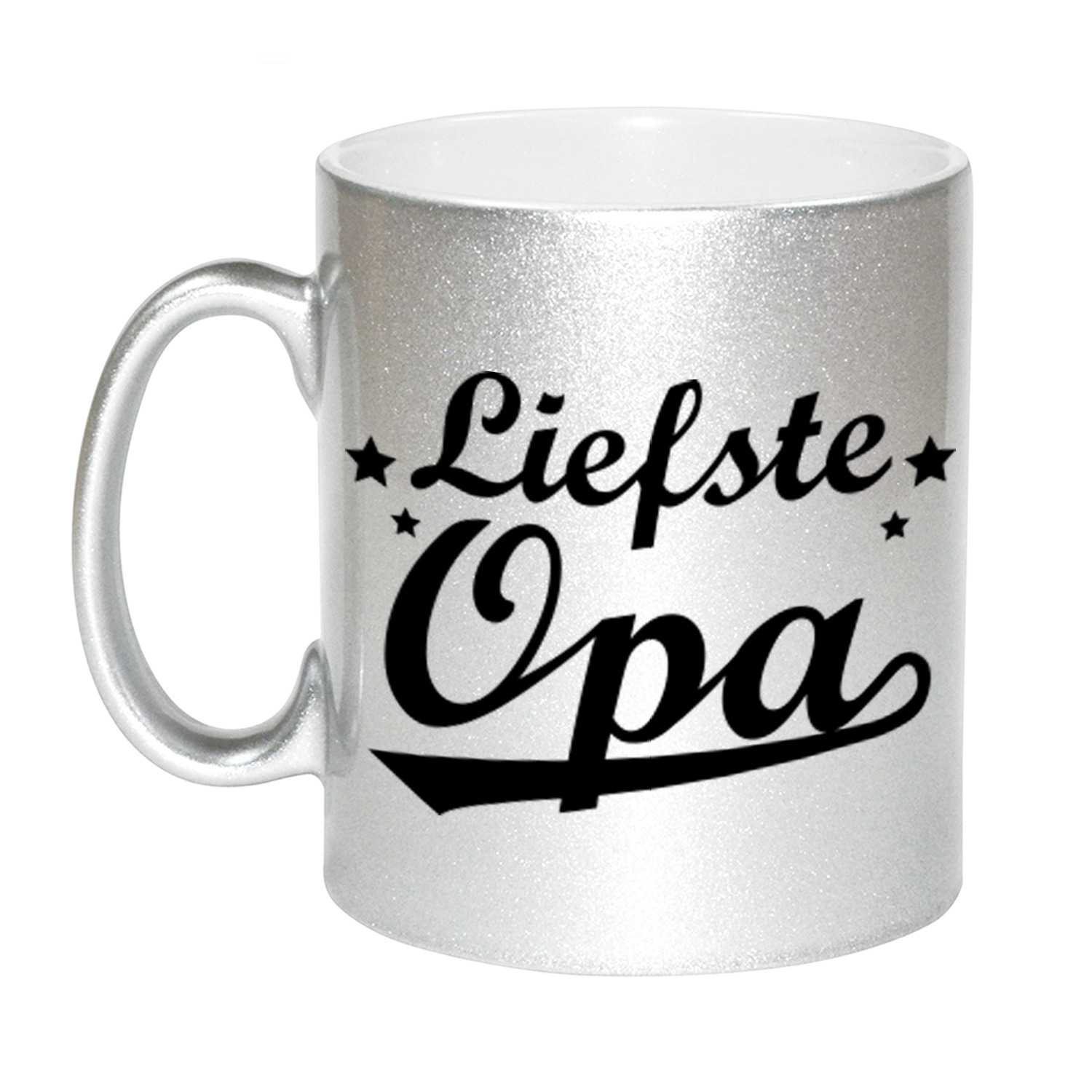 Liefste opa cadeau zilveren mok / beker sterren 330 ml -