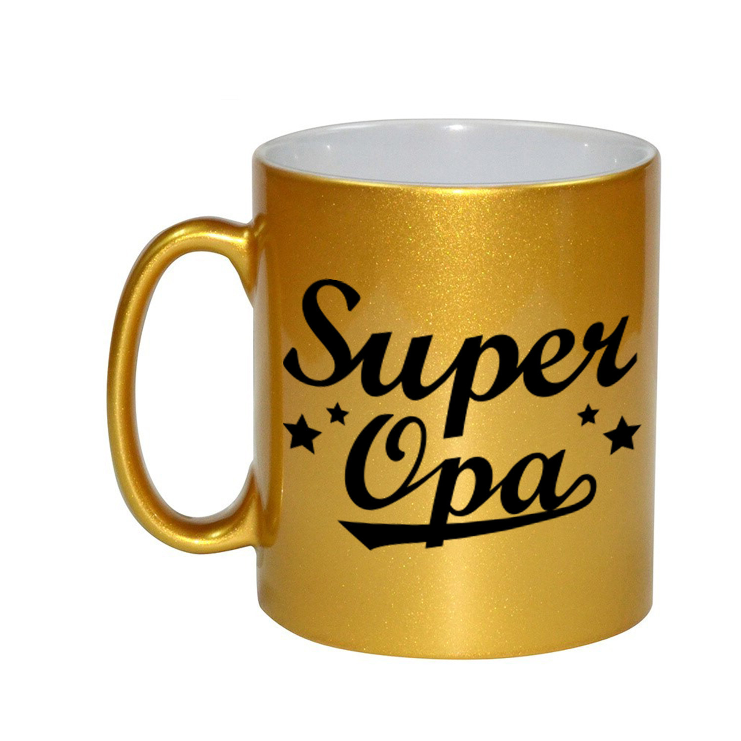 Super opa cadeau gouden mok / beker sterren 330 ml -