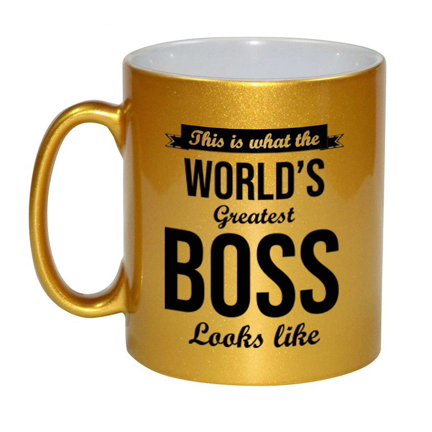 Gouden Worlds Greatest Boss cadeau koffiemok / theebeker 330 ml -