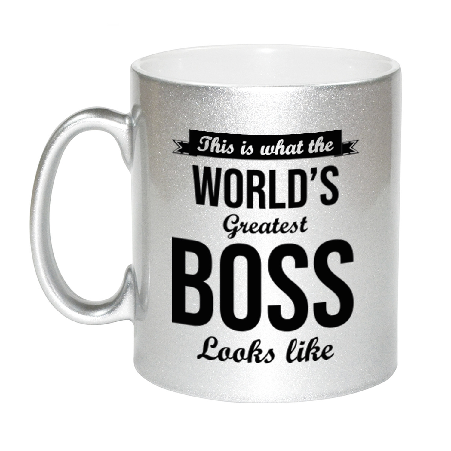 Zilveren Worlds Greatest Boss cadeau koffiemok / theebeker 330 ml -