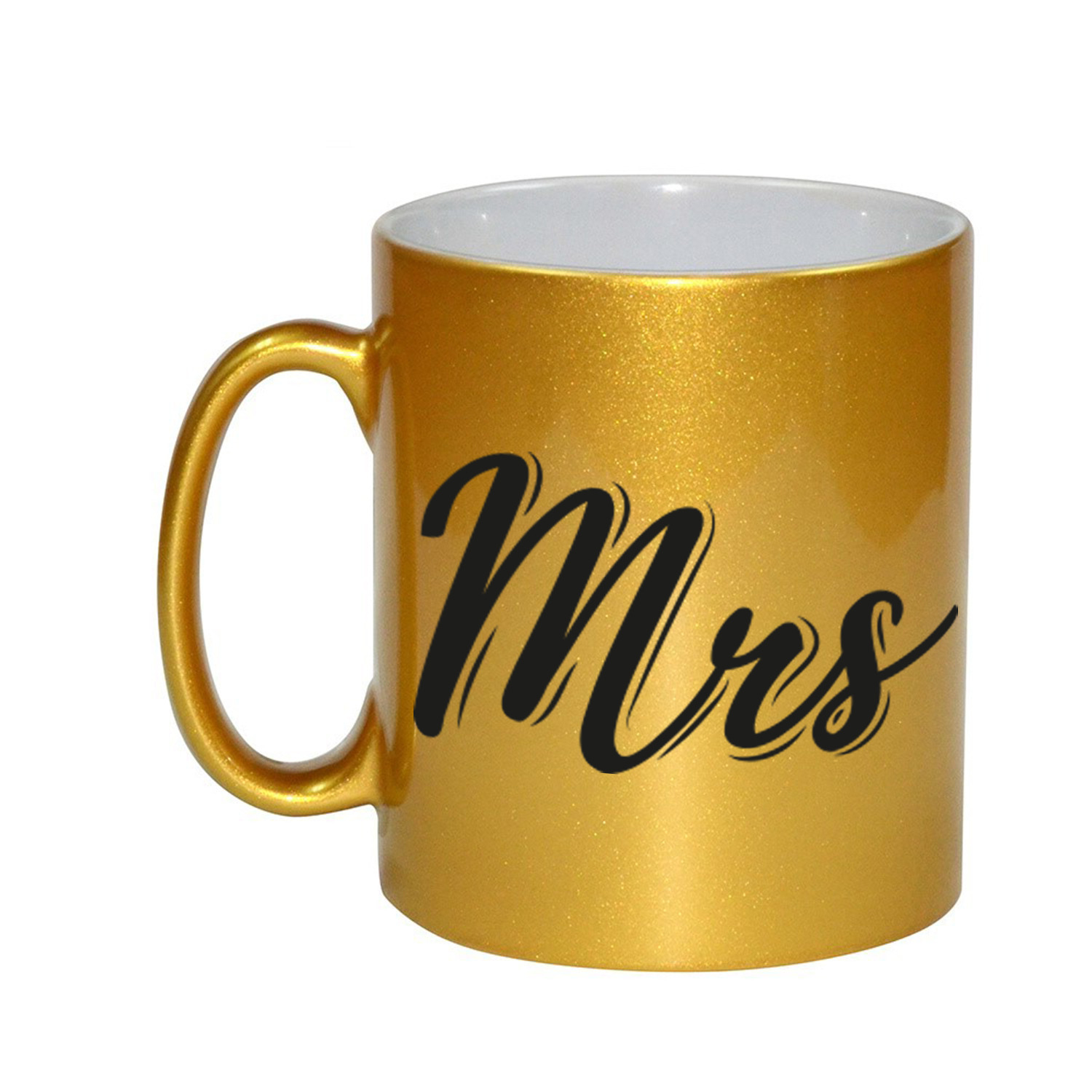Gouden Mrs cadeau mok / beker voor koppels 330 ml -