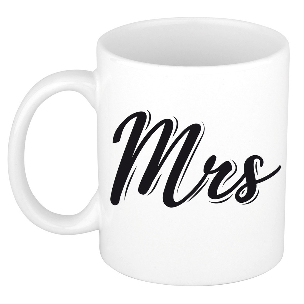 Mrs cadeau mok / beker wit voor koppels 300 ml -