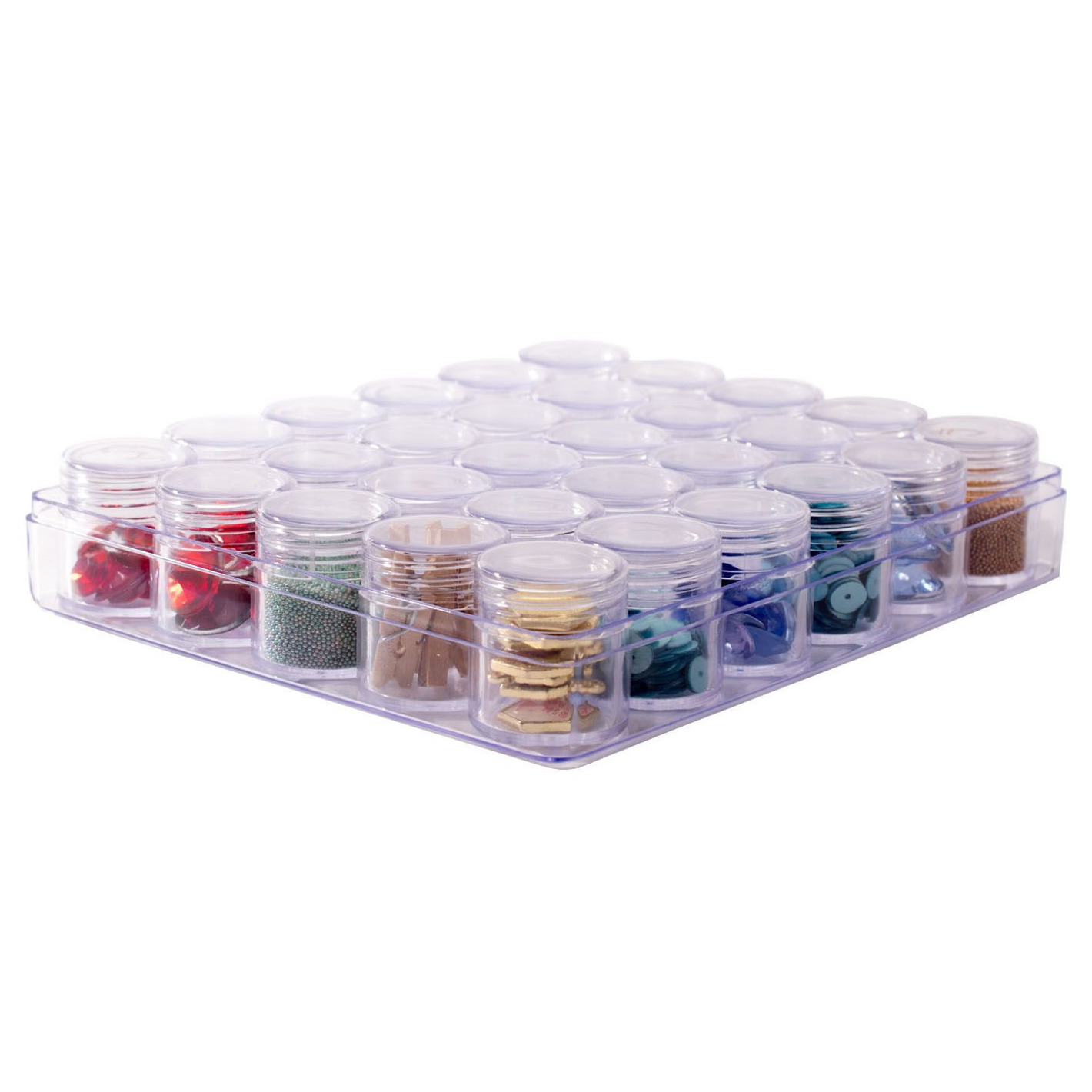 1x Opberg/sorteer box/dozen 16 cm met 30 losse potjes -