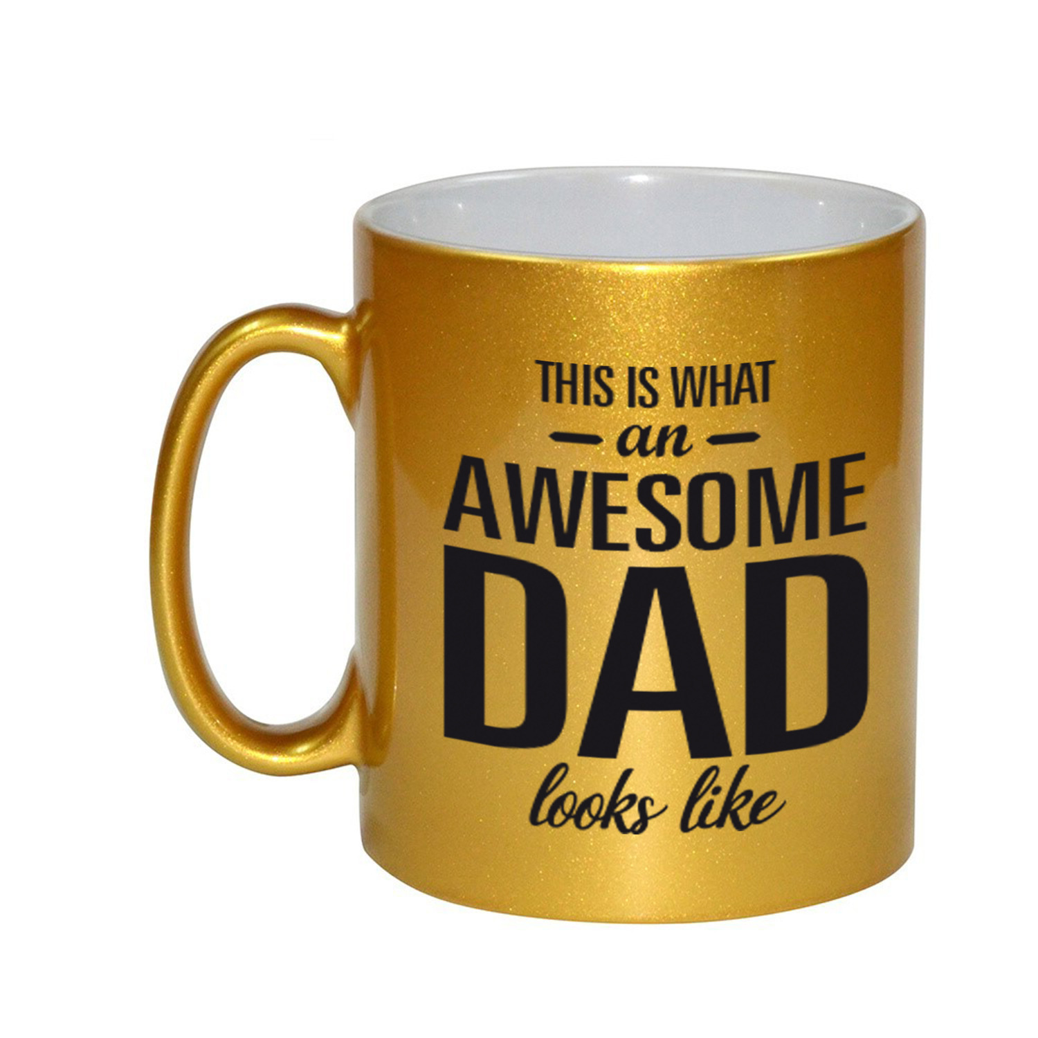 Awesome dad cadeau mok / beker goud voor Vaderdag 330 ml -