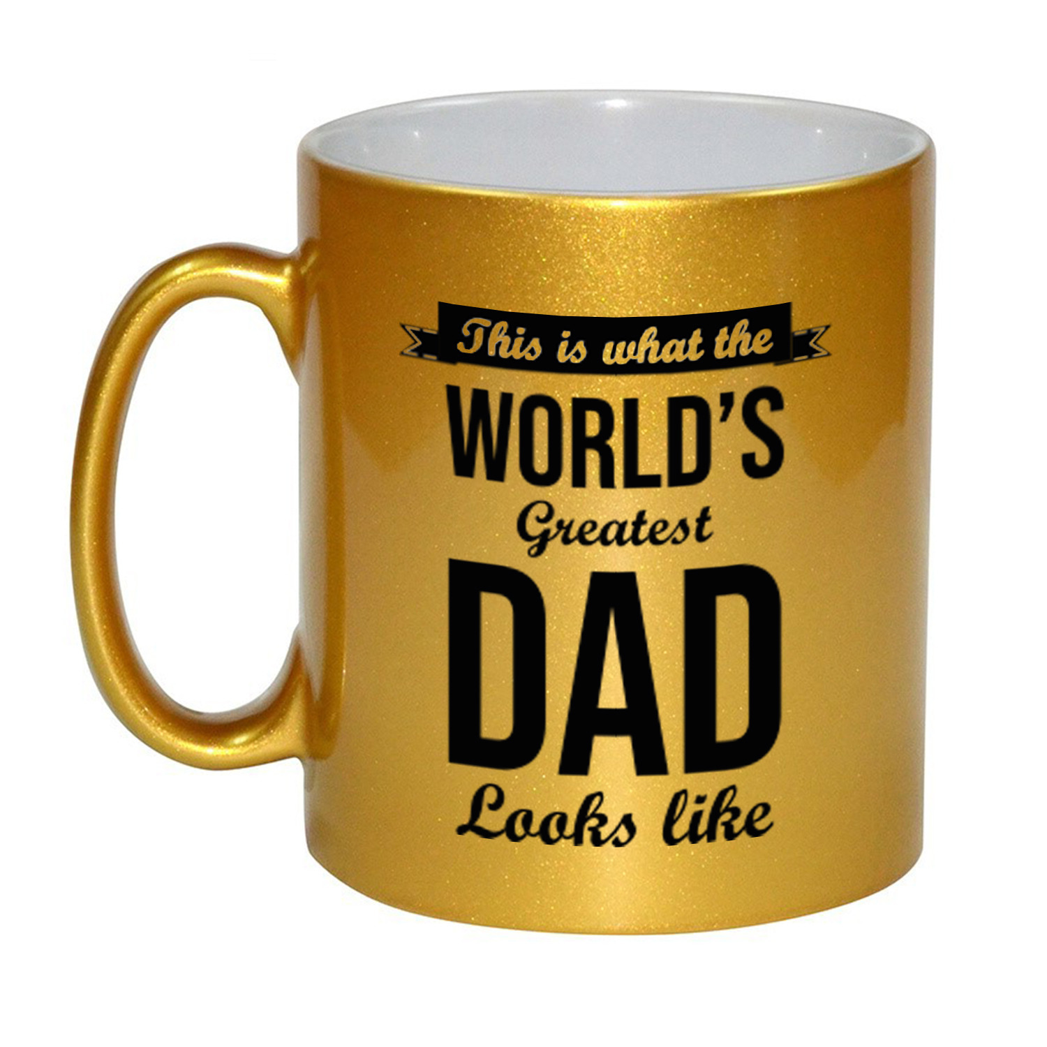 Gouden Worlds Greatest Dad cadeau koffiemok / theebeker 330 ml -