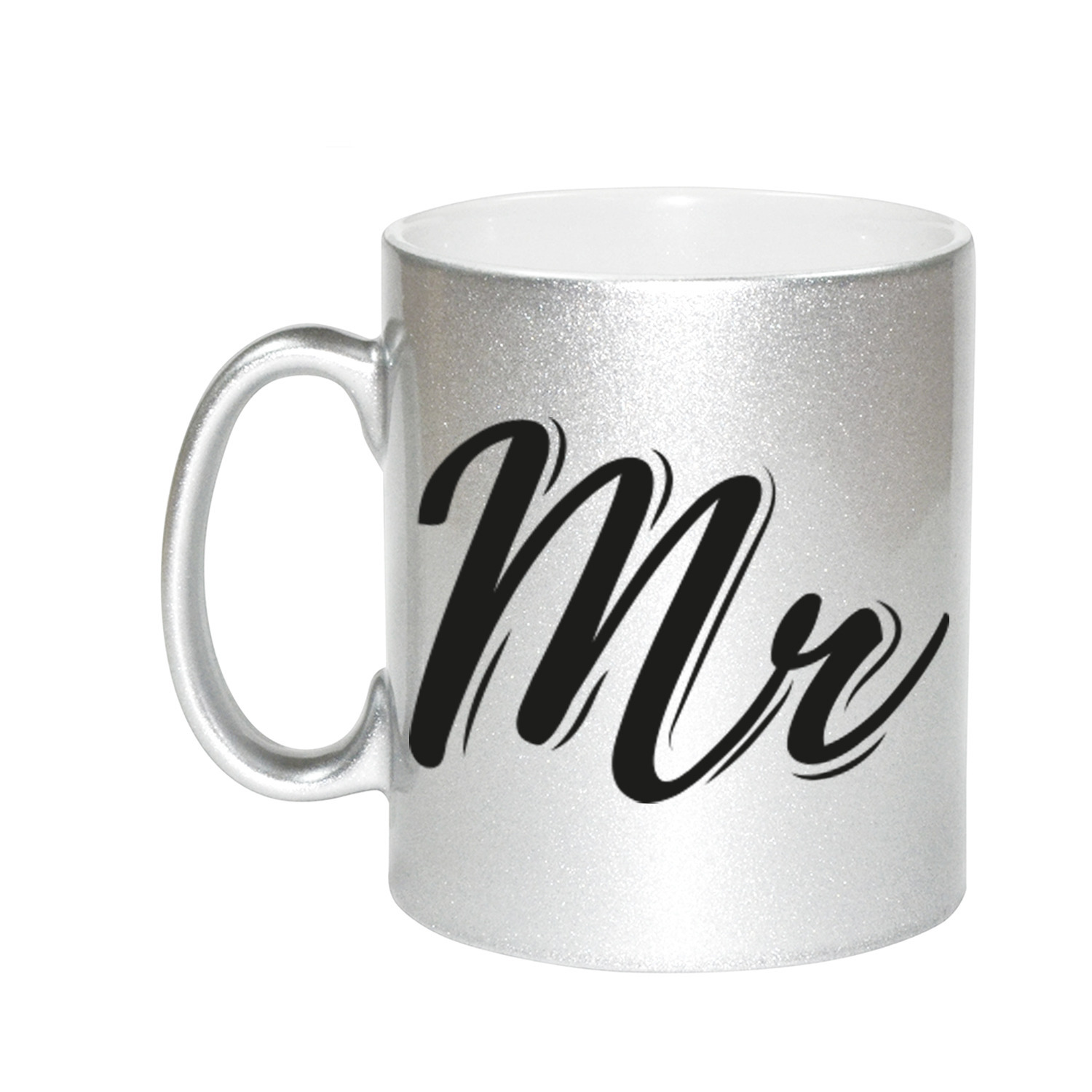 Zilveren Mr / Mister cadeau mok / beker voor koppels 330 ml -
