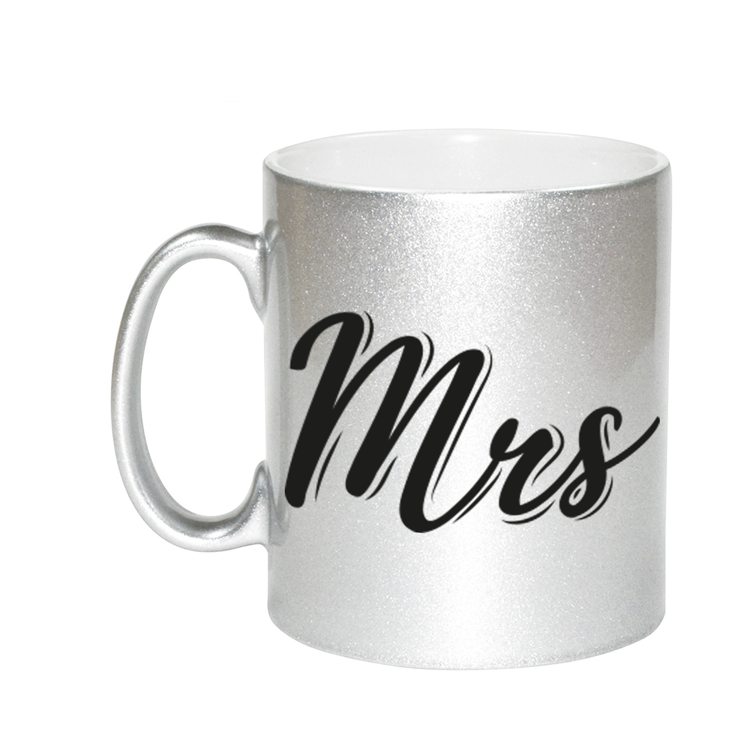 Zilveren Mrs cadeau mok / beker voor koppels 330 ml -