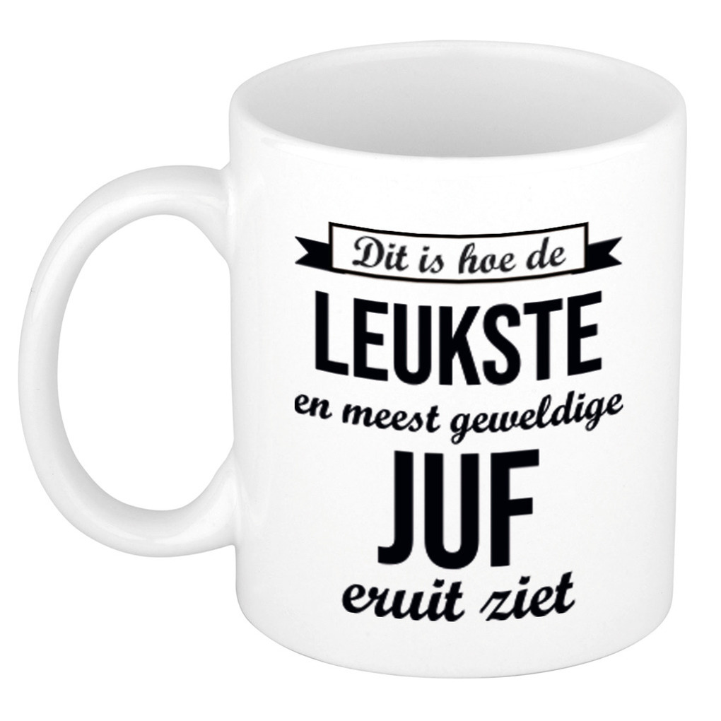 Leukste en meest geweldige juf cadeau koffiemok / theebeker wit 300 ml -