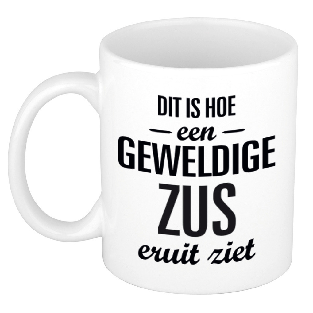 Geweldige zus cadeau koffiemok / theebeker wit 300 ml -