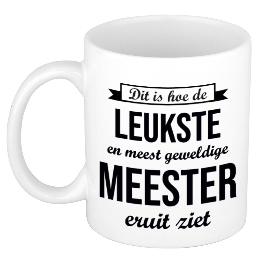 Leukste en meest geweldige meester cadeau koffiemok / theebeker wit 300 ml -