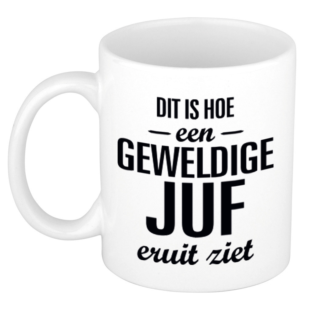 Geweldige juf cadeau koffiemok / theebeker wit 300 ml -