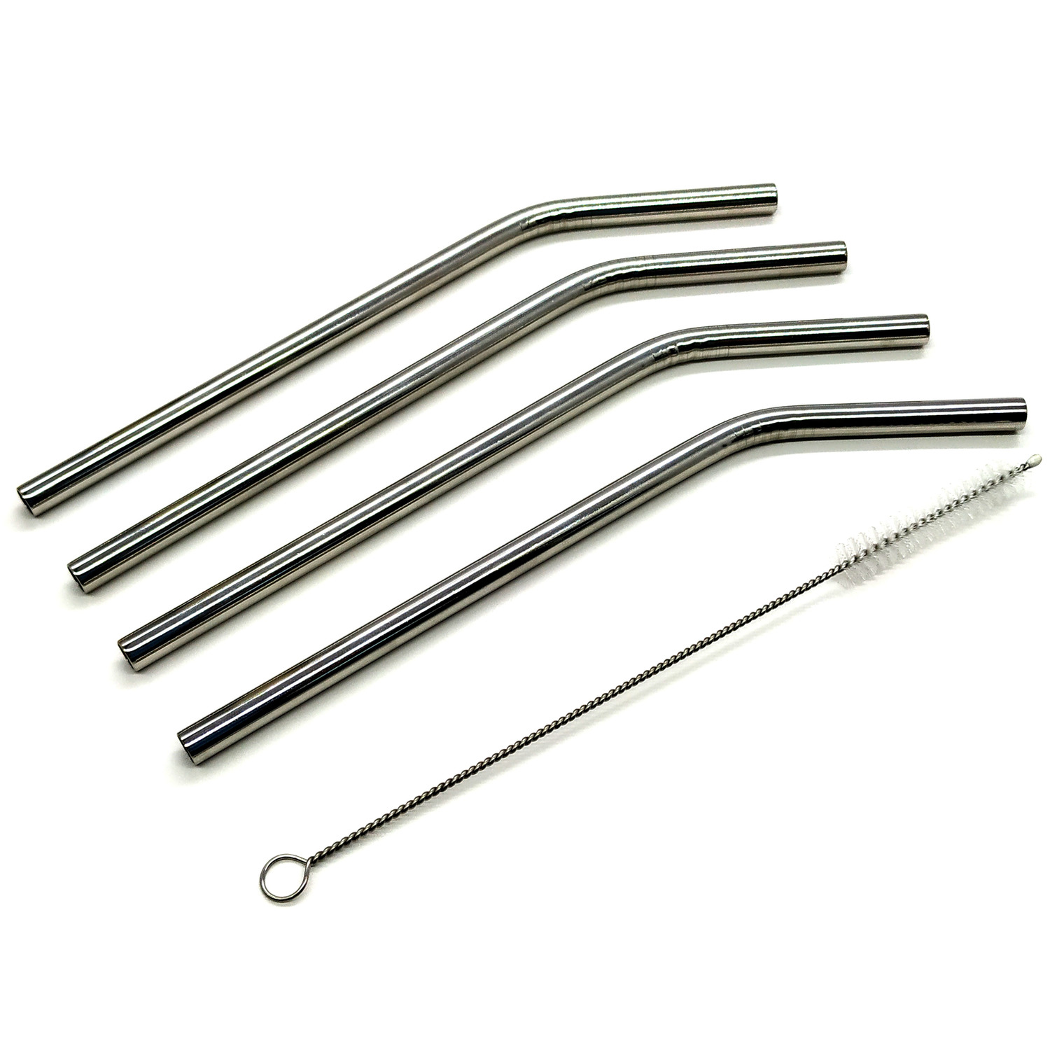Set van 4x stuks RVS rietjes inclusief reinigingsborstel -