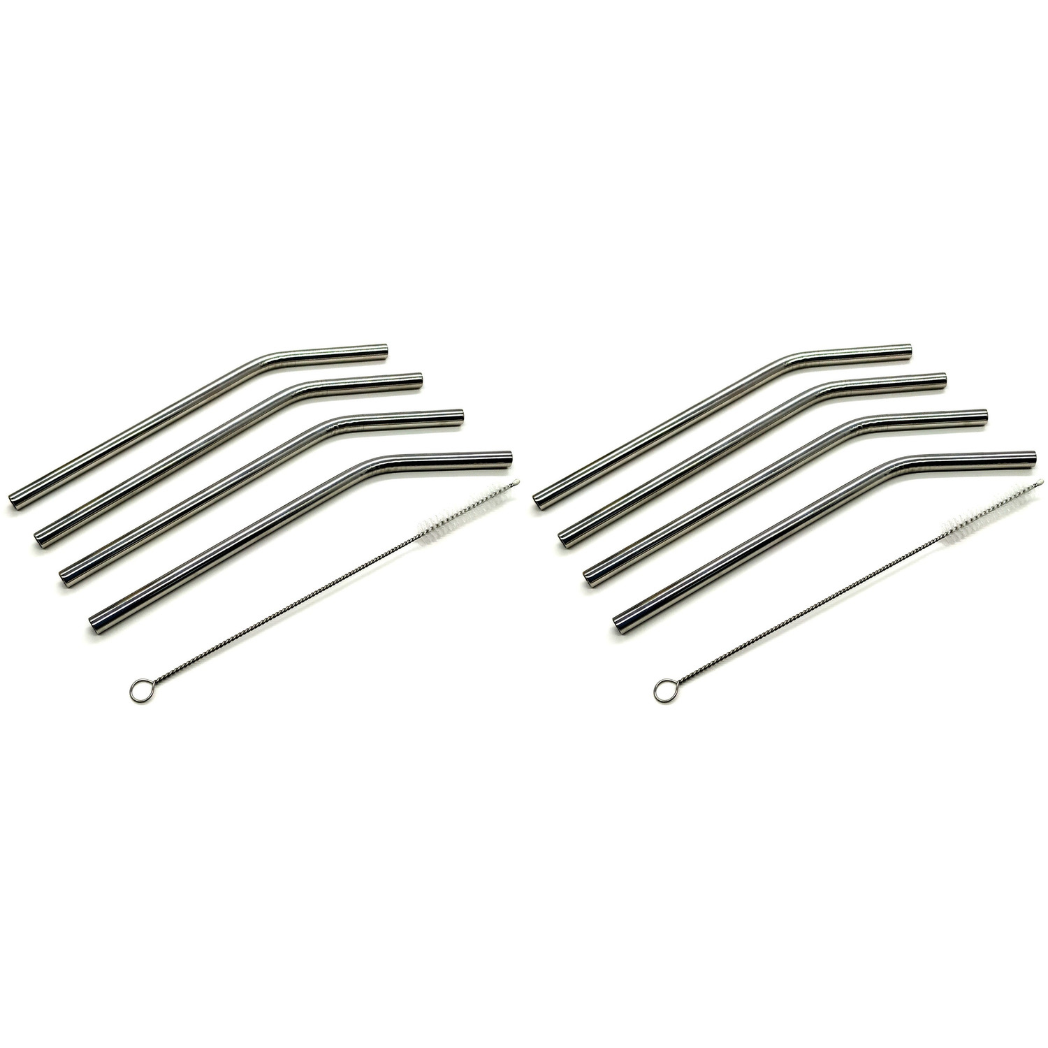 Set van 8x stuks RVS rietjes inclusief reinigingsborstel -