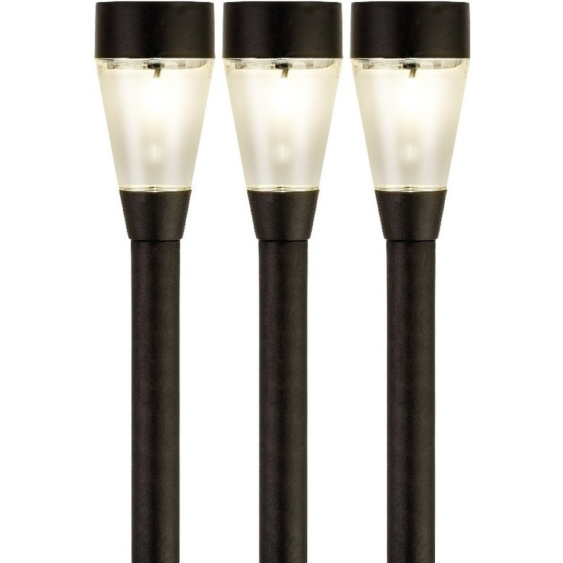 5x Buiten/tuin LED zwarte stekers Jive solar verlichting 32 cm -