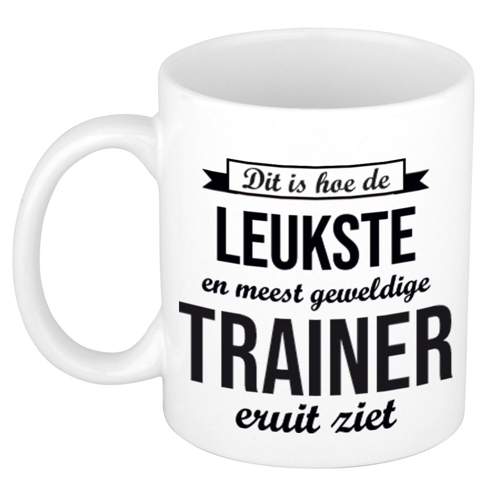 Leukste en meest geweldige trainer cadeau koffiemok / theebeker wit 300 ml -