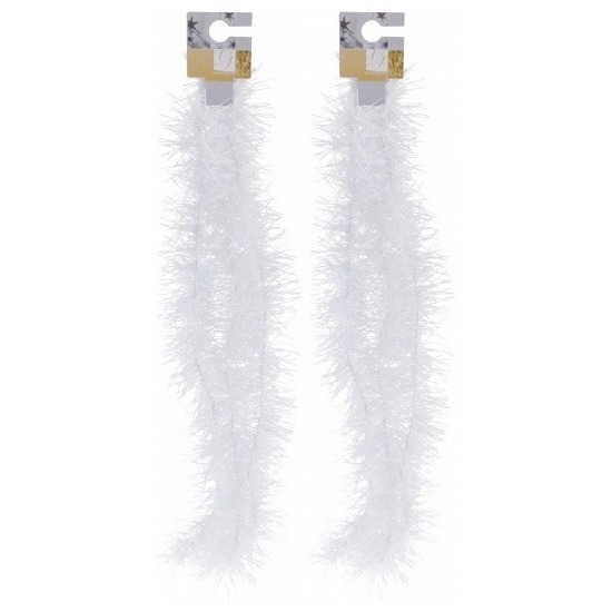 2x Witte folieslingers fijn 180 cm -