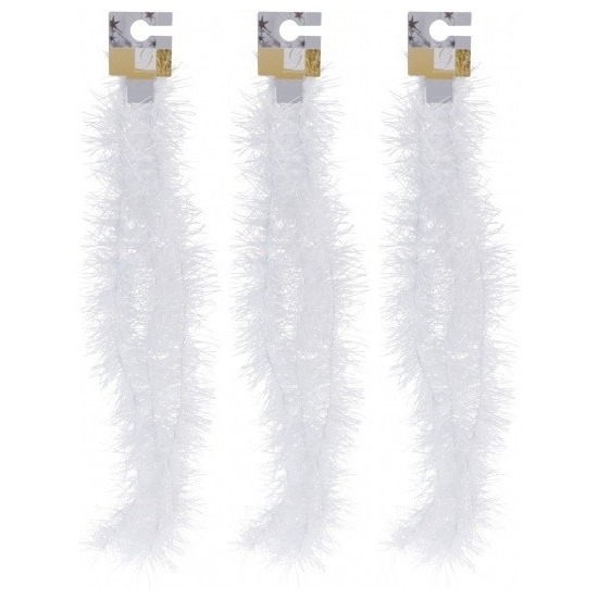 3x Witte folieslingers fijn 180 cm -