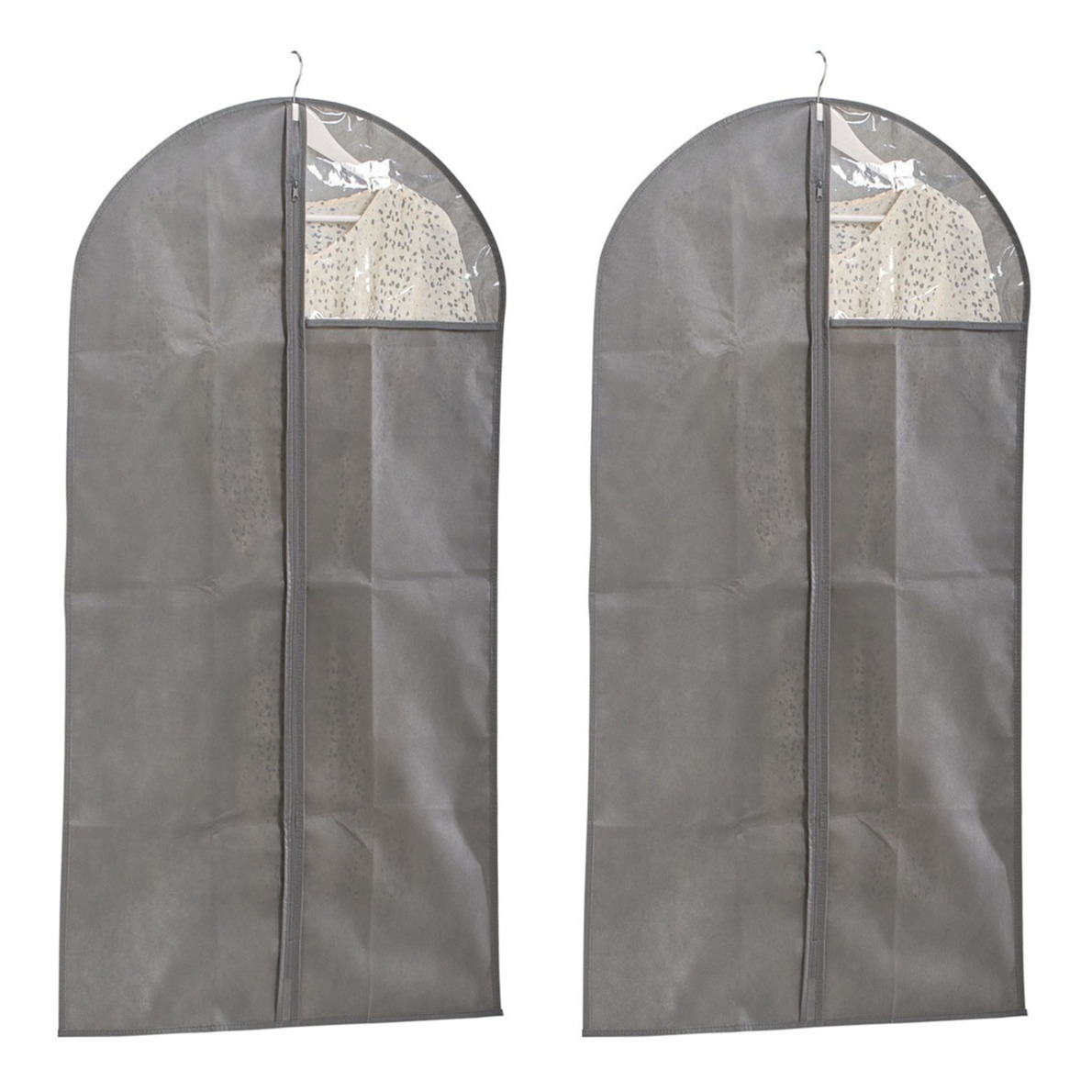 2x Grijze kledinghoezen 58 x 118 cm met kijkvenster -
