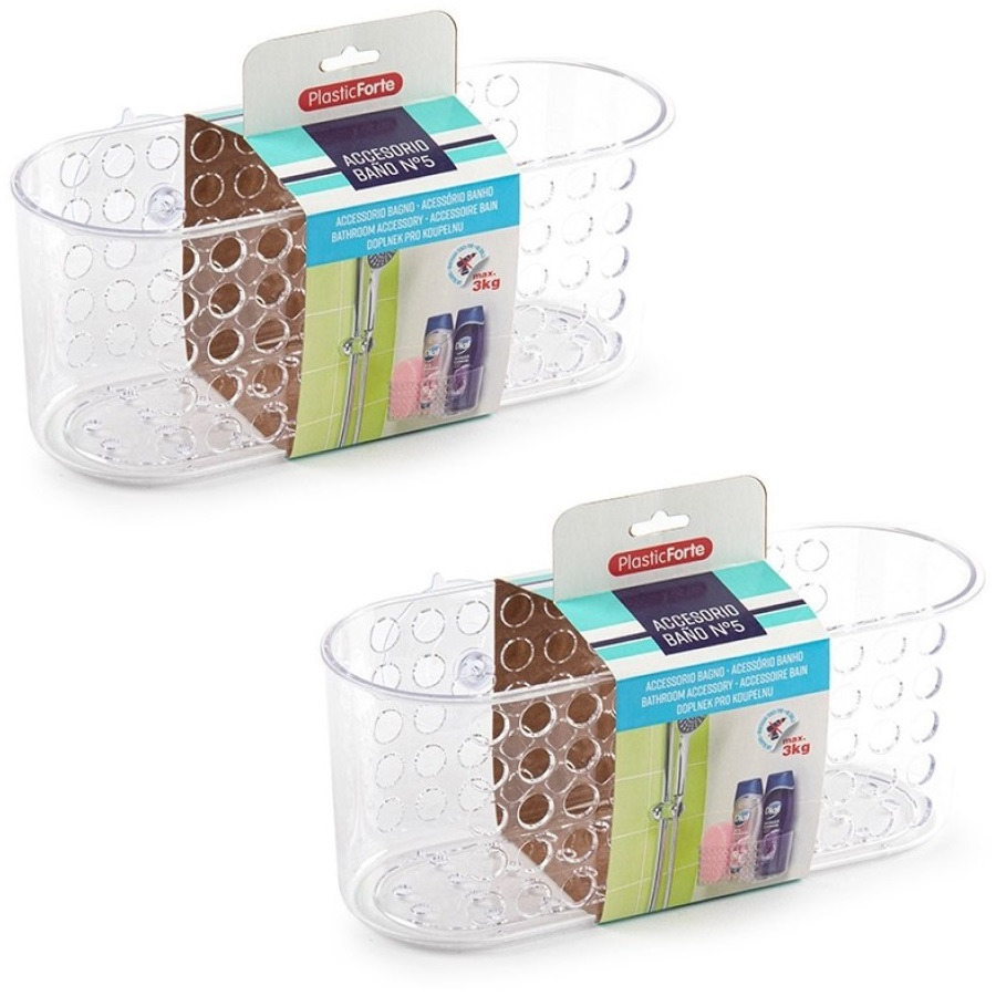 Doucherekje - 2x - met zuignappen - transparant - 26 cm -