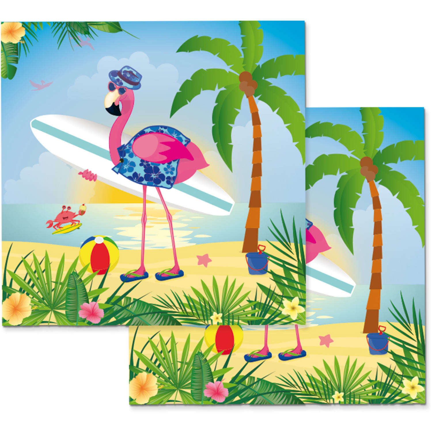 20x Dieren thema flamingo tafel servetten 33 x 33 cm -