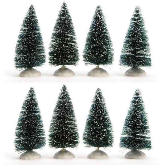 Miniatuur boompjes met sneeuw 8 stuks -