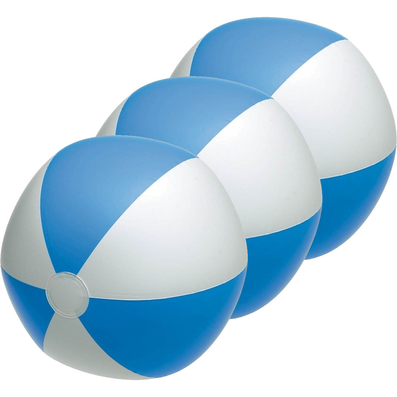 Opblaasbare speelgoed strandbal - 10x - blauw/wit - dia 28 cm - Strandballen -
