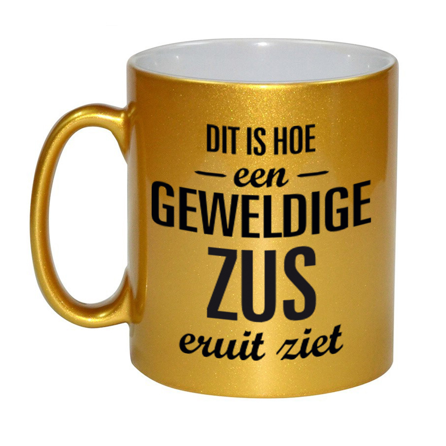 Gouden geweldige zus cadeau koffiemok / theebeker 330 ml -