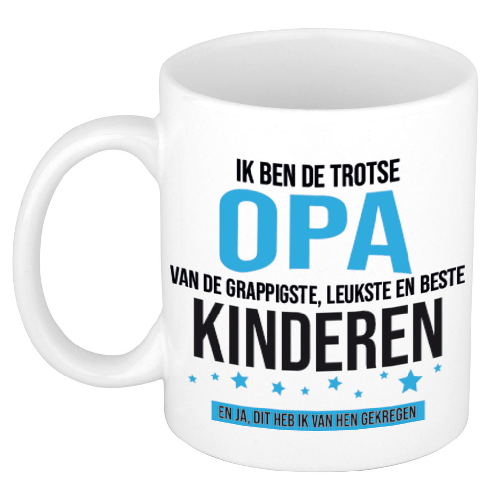 Trotse opa van leukste kinderen cadeau koffiemok / theebeker 300 ml -