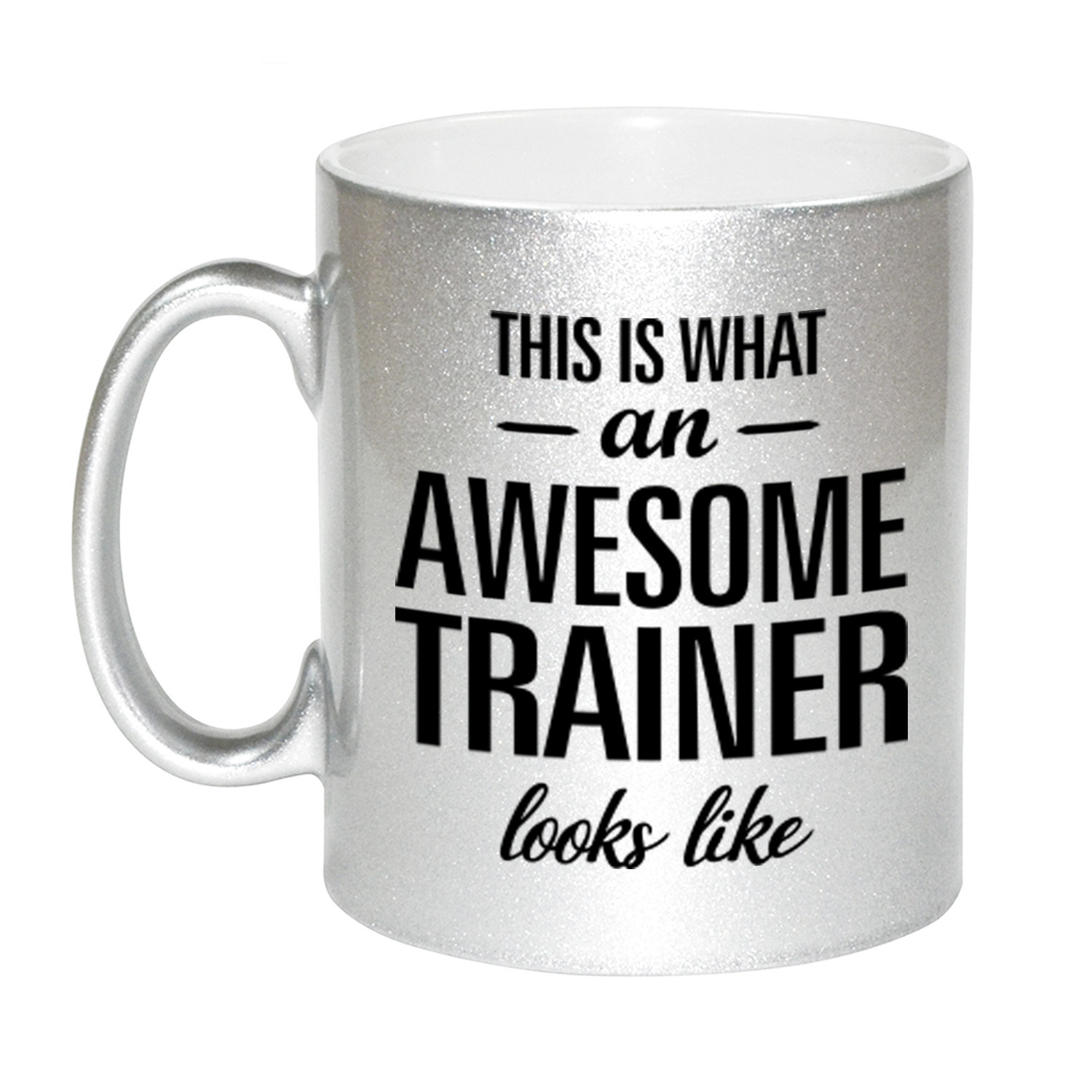 Awesome trainer cadeau mok / beker zilver 330 ml -