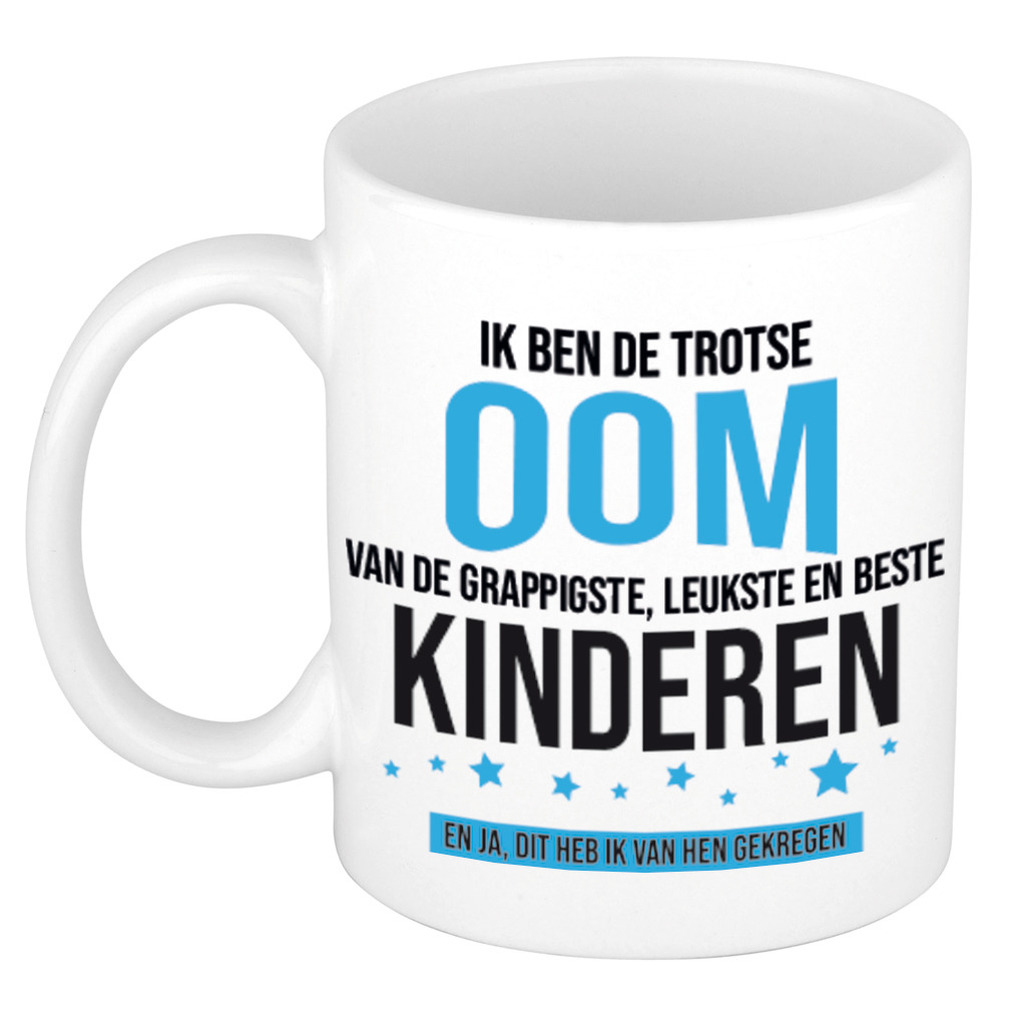 Trotse oom van leukste kinderen cadeau koffiemok / theebeker 300 ml -