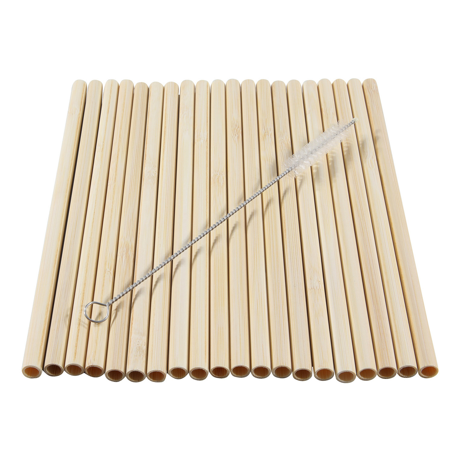 20x stuks Bamboe rietjes 20 cm met borsteltje -