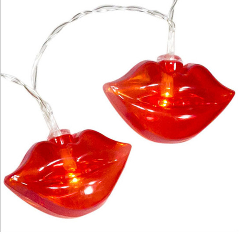 Lichtsnoer rode lippen - 100 cm - LED verlichting - binnen - feestverlichting -