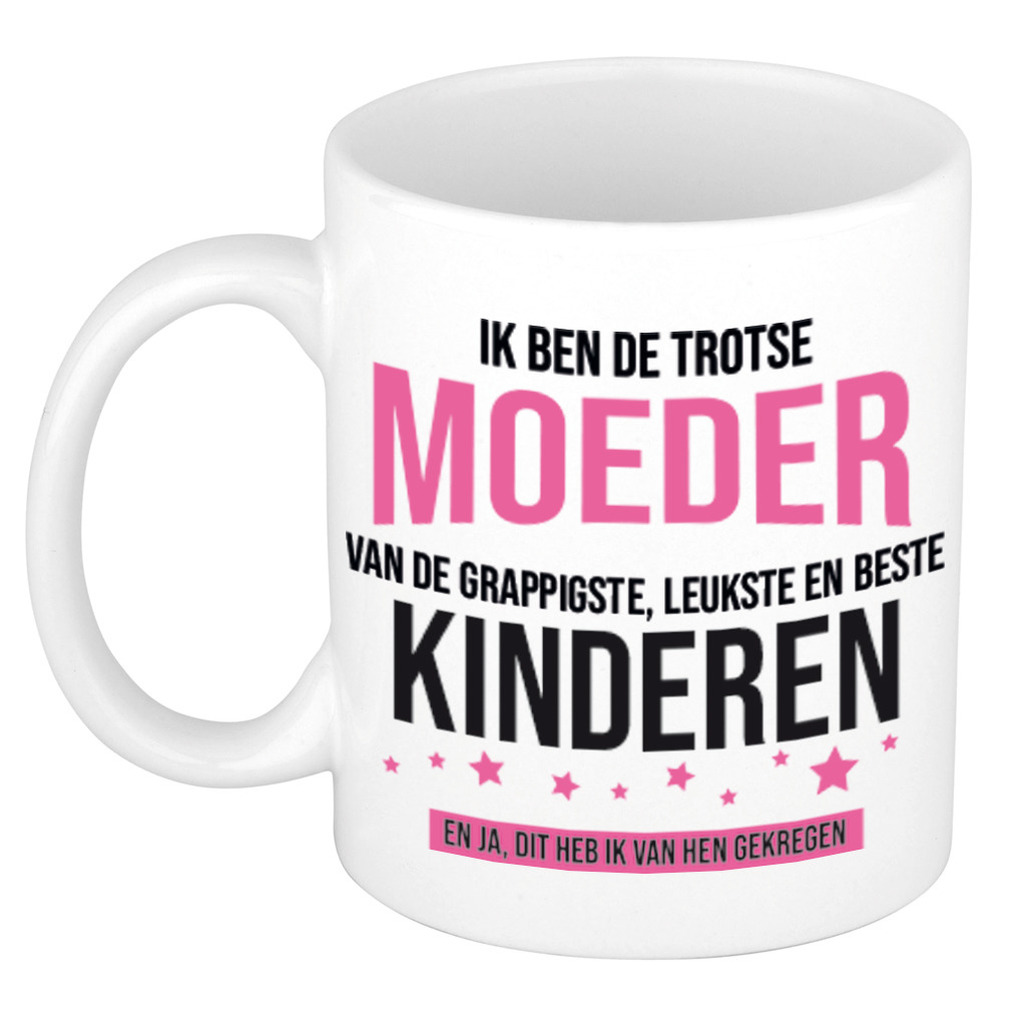 Trotse moeder van leukste kinderen cadeau koffiemok / theebeker 300 ml -