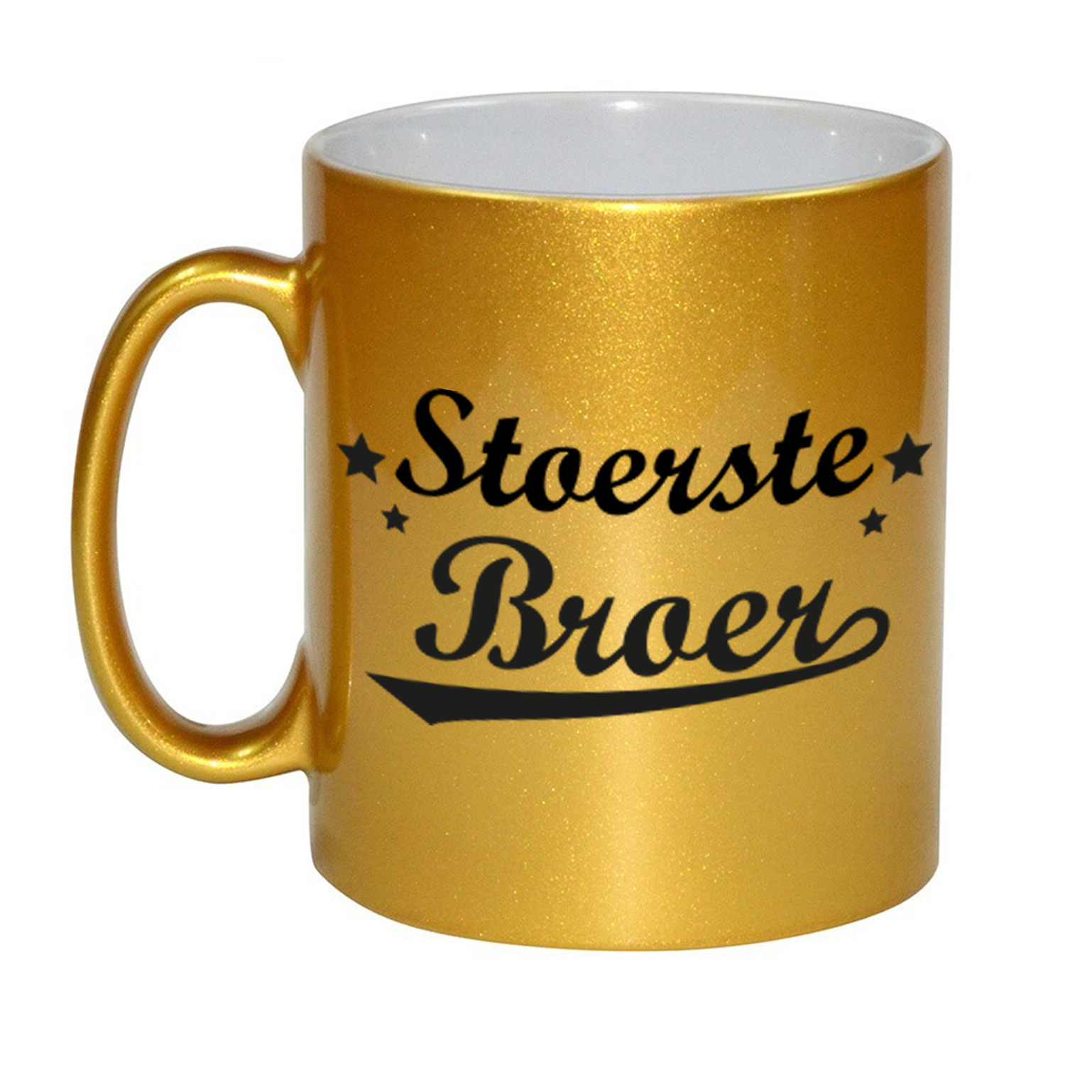 Stoerste broer cadeau gouden mok / beker met sterren 330 ml -
