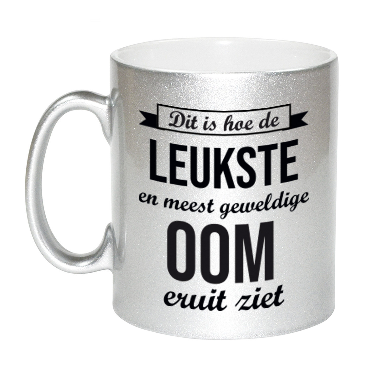 Zilveren leukste en meest geweldige oom cadeau koffiemok / theebeker 330 ml -