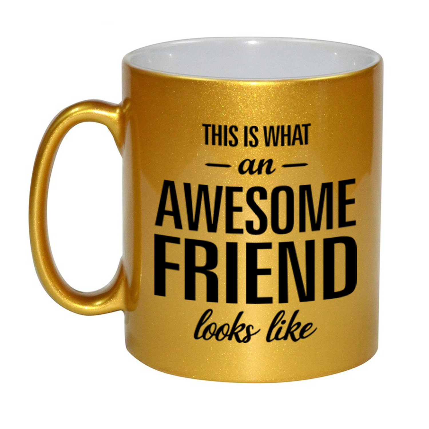 Awesome friend cadeau mok / beker goud voor vriend of vriendin 330 ml -