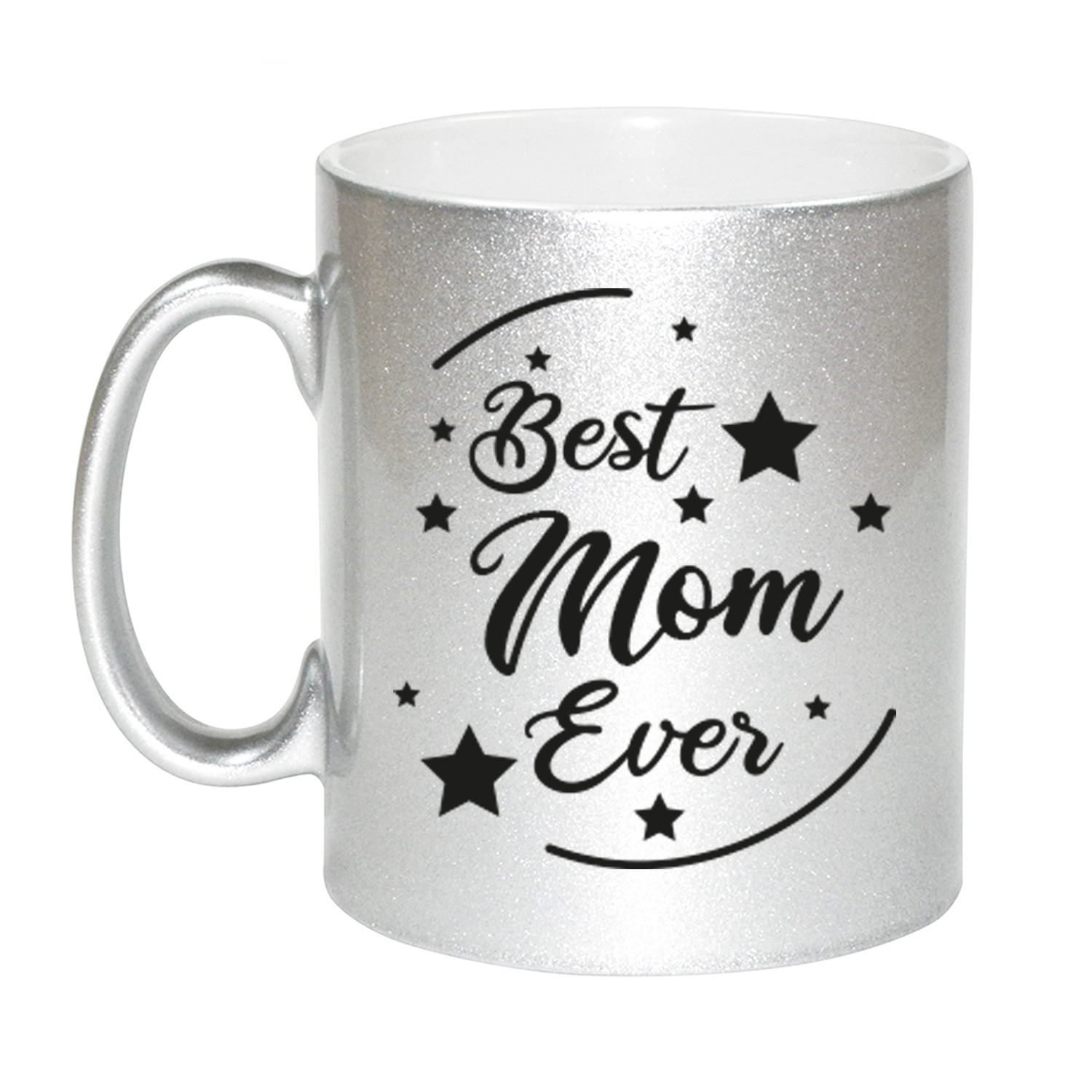 Zilveren Best Mom Ever cadeau koffiemok / theebeker 330 ml -