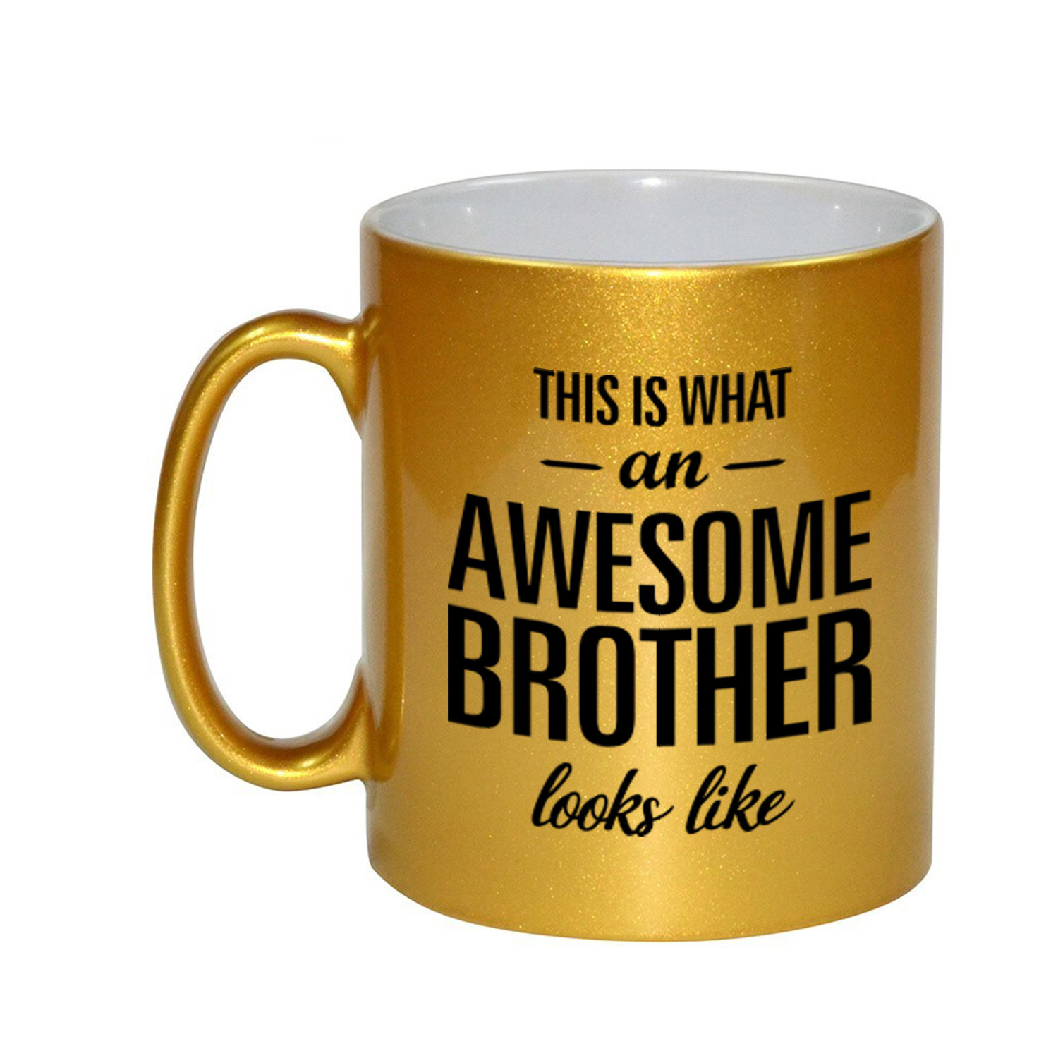 Awesome brother cadeau mok / beker voor broer goud 330 ml -