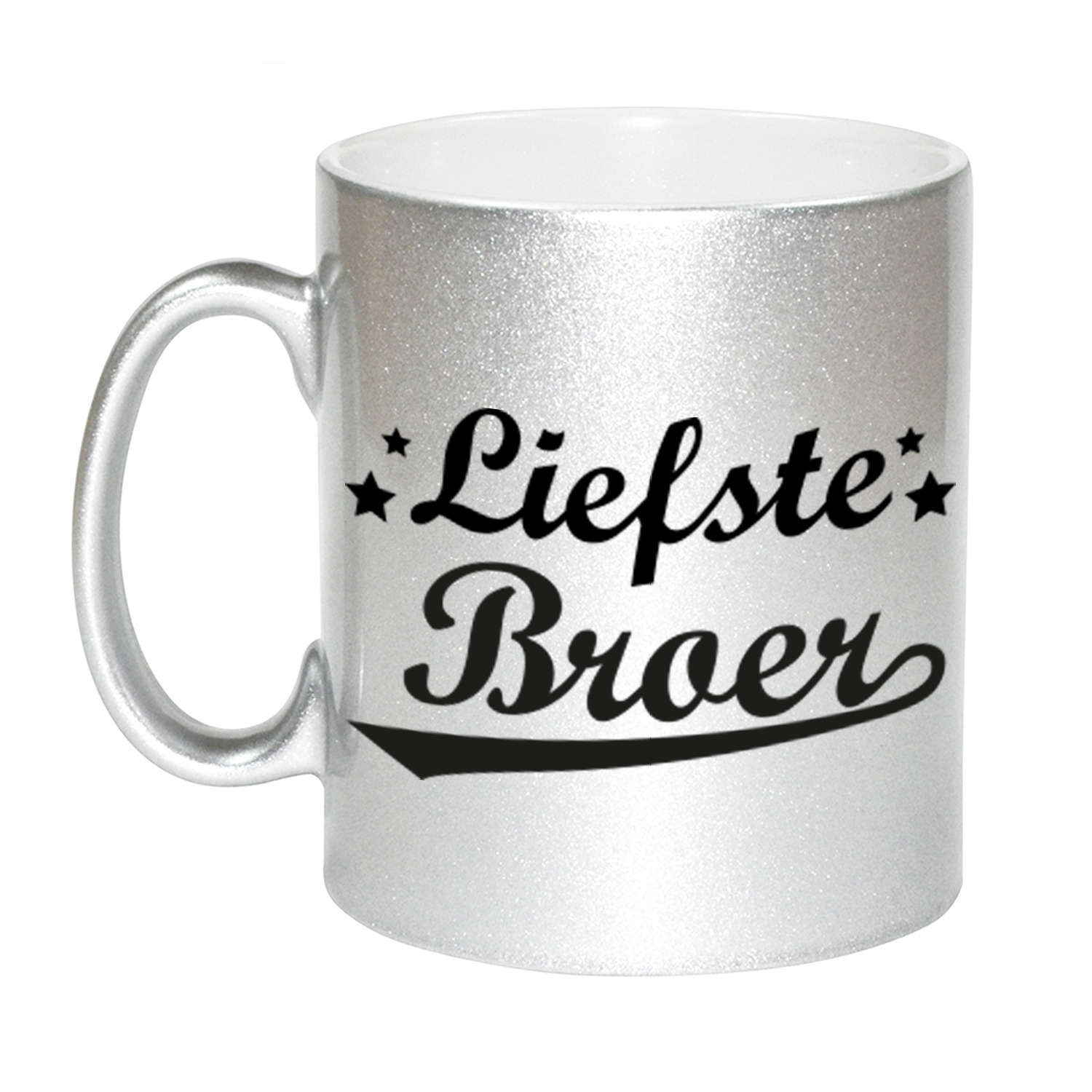 Liefste broer cadeau zilveren mok / beker sterren 330 ml -