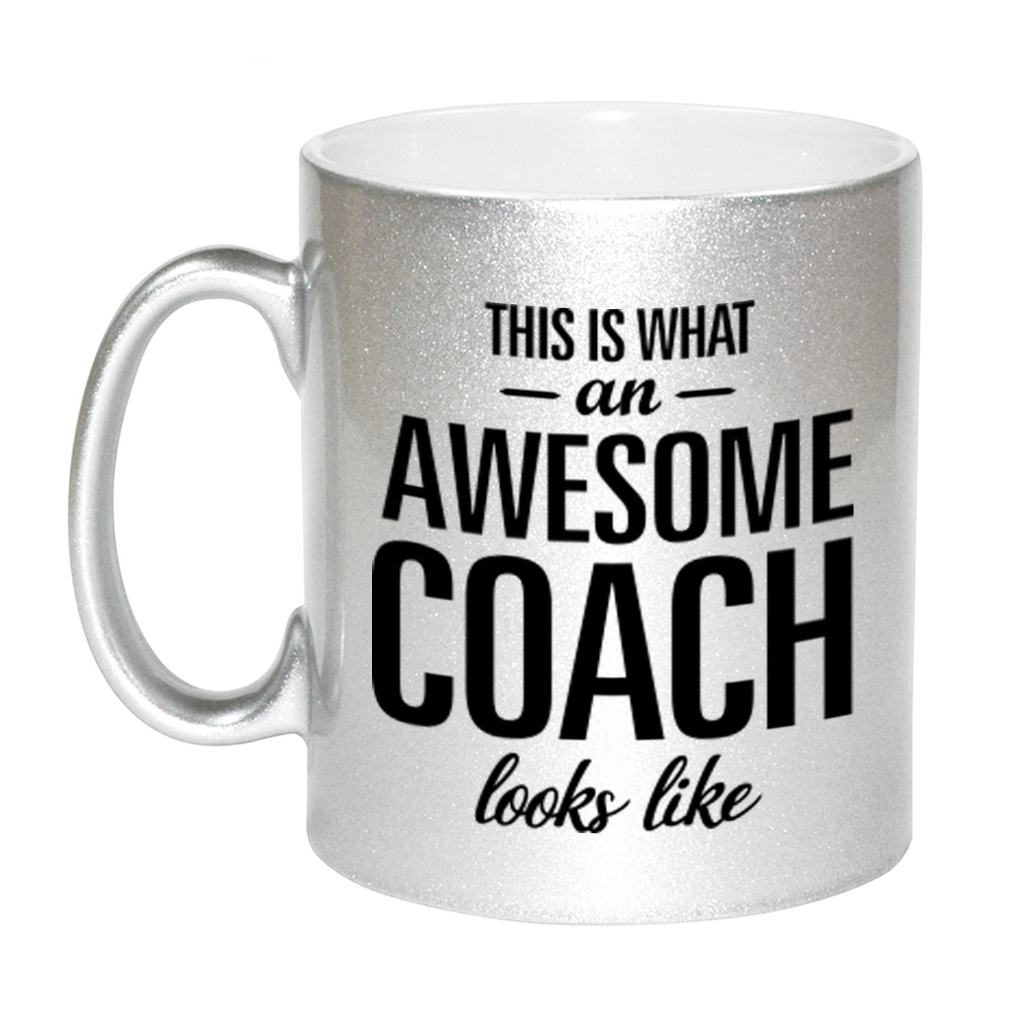 Awesome coach cadeau mok / beker zilver 330 ml -