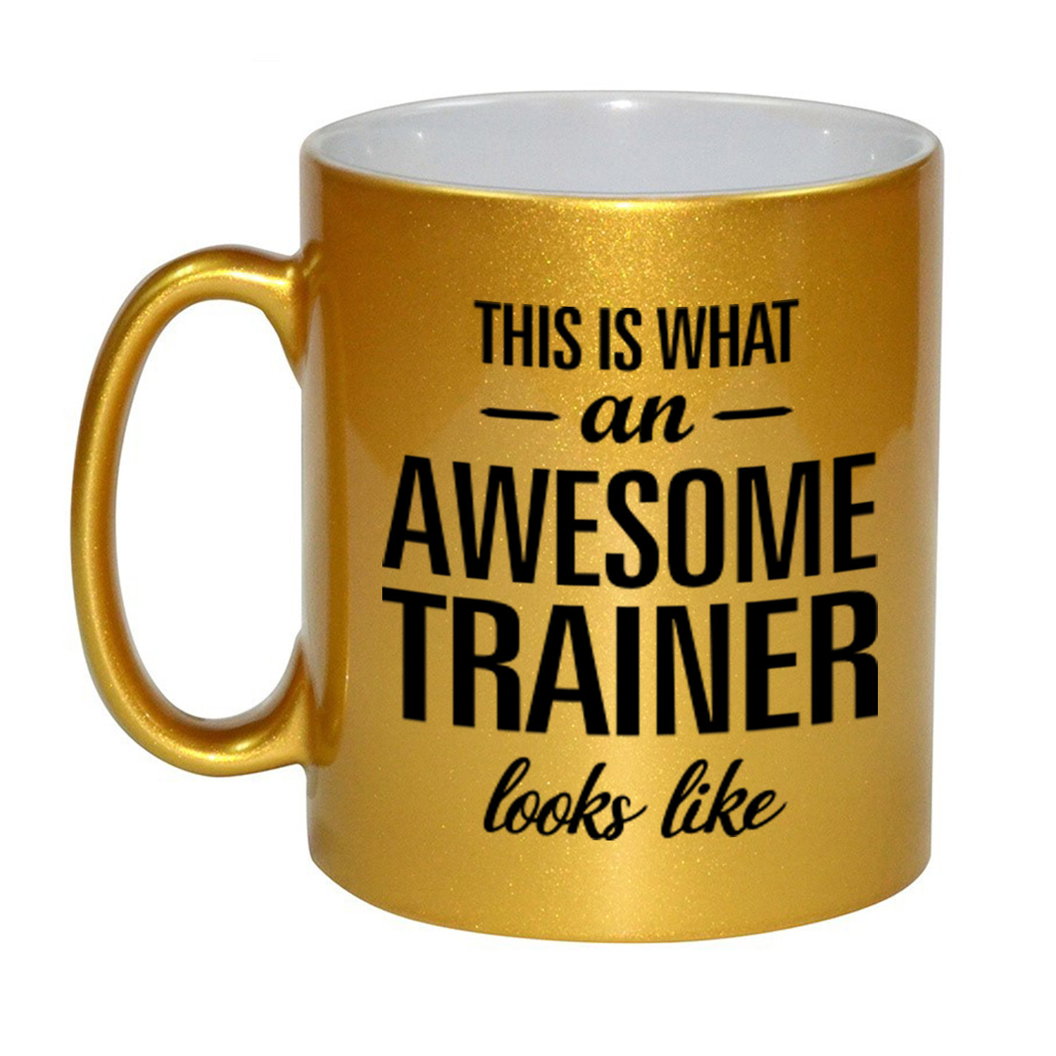 Awesome trainer cadeau mok / beker goud 330 ml -