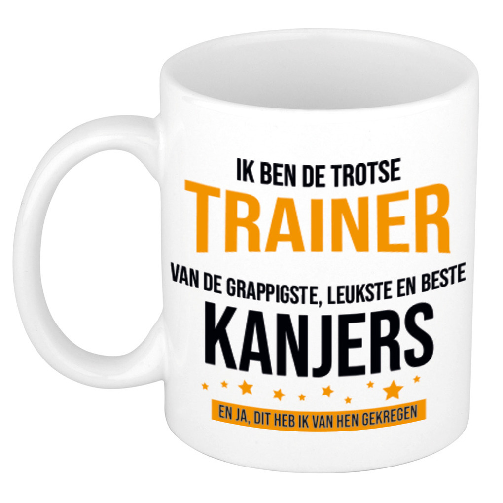Trotse trainer kanjers cadeau koffiemok / theebeker 300 ml -