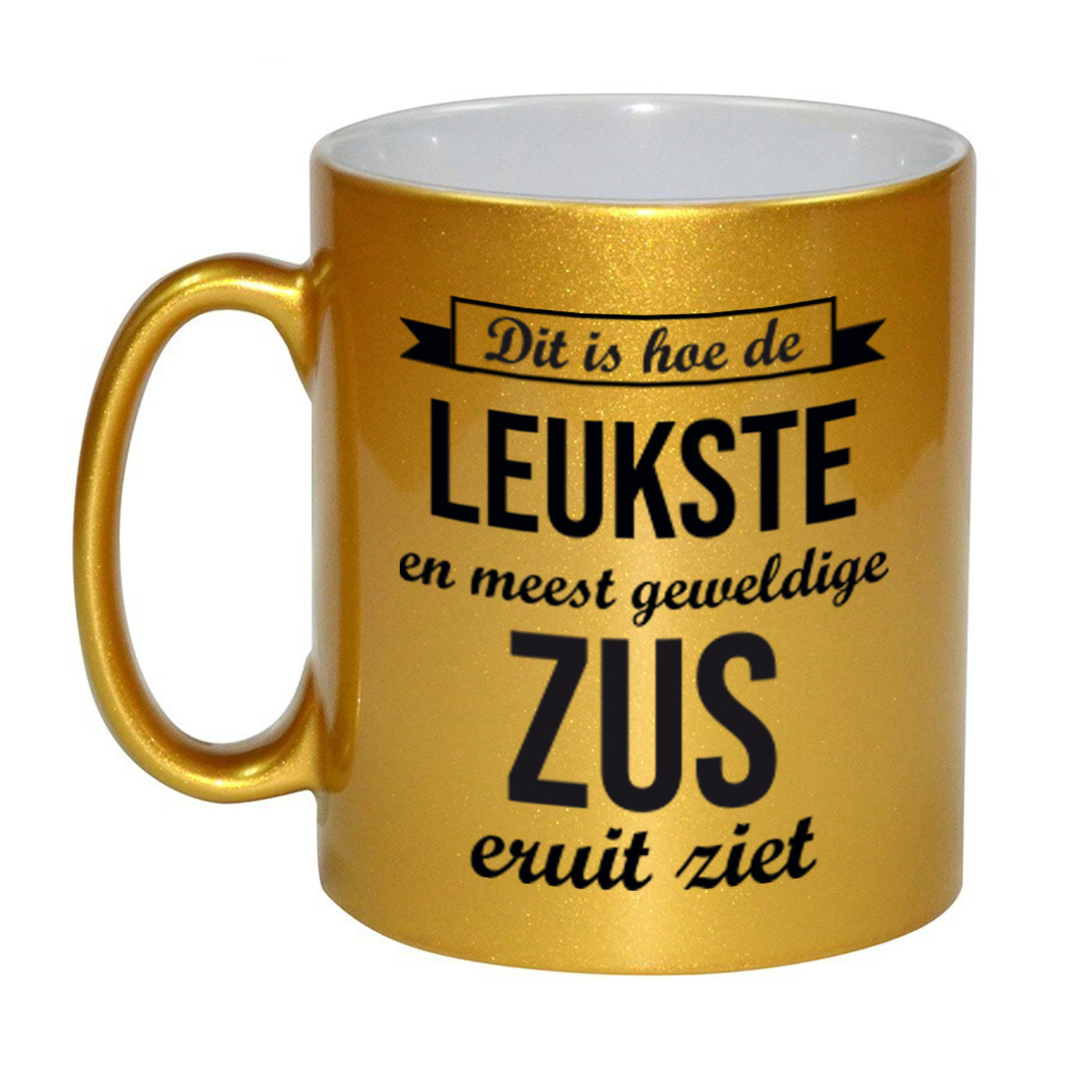 Gouden leukste en meest geweldige zus cadeau koffiemok / theebeker 330 ml -